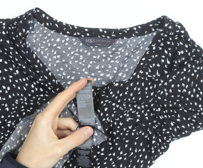 Marks and Spencer Women's Black Wrap Jersey Blouse Size 18
