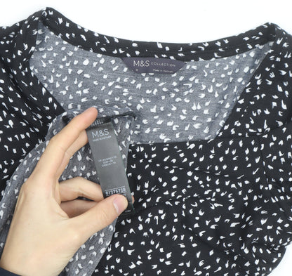 Marks and Spencer Women's Black Wrap Jersey Blouse Size 18