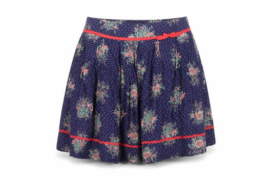 Monsoon Teens Blue Floral A-Line Short Cotton Skirt 12 Years