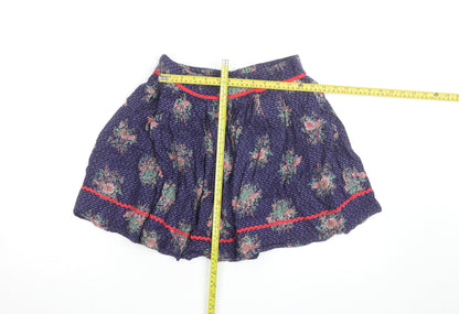 Monsoon Teens Blue Floral A-Line Short Cotton Skirt 12 Years