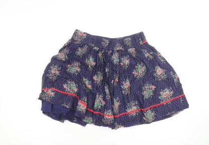 Monsoon Teens Blue Floral A-Line Short Cotton Skirt 12 Years