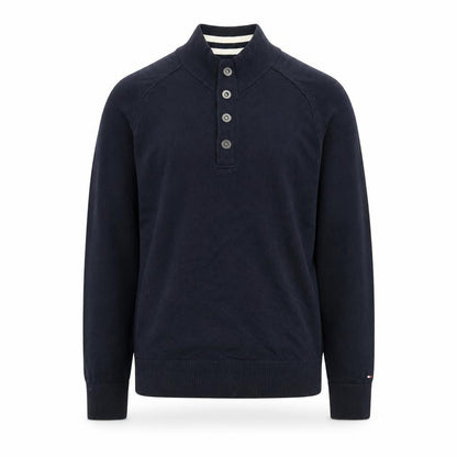 Tommy Hilfiger Men’s Blue Henley Cotton Jumper M Classic Style