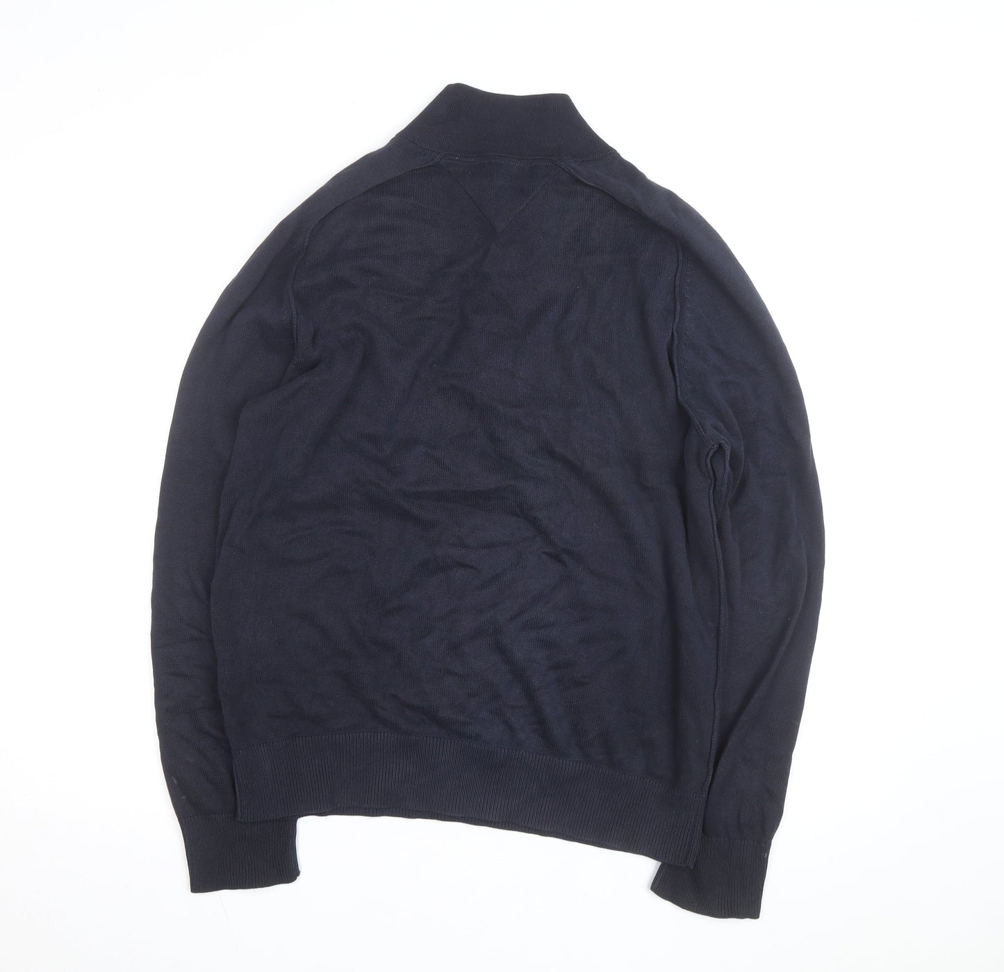 Tommy Hilfiger Men’s Blue Henley Cotton Jumper M Classic Style