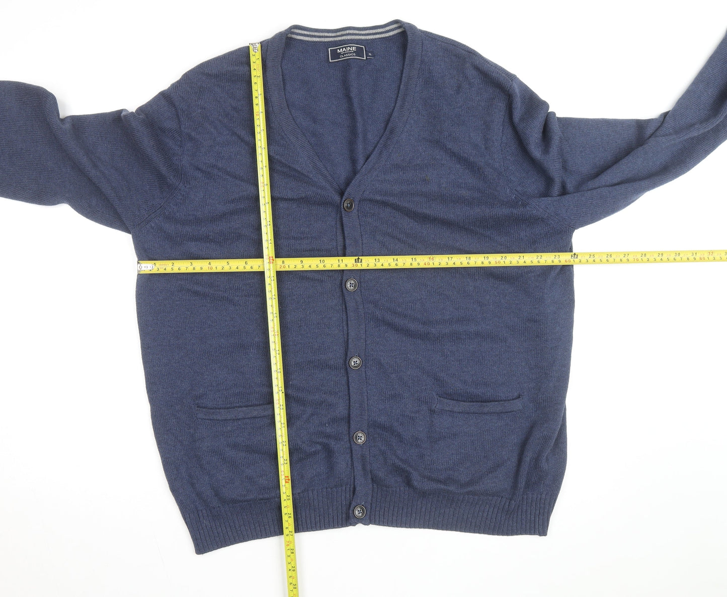 Maine New England Men’s Blue Cotton Wool Cardigan XL V-Neck Classic