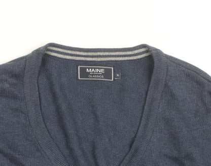 Maine New England Men’s Blue Cotton Wool Cardigan XL V-Neck Classic