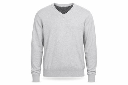 Sublevel Men's Grey V-Neck Cotton Knit Pullover Jumper Size L