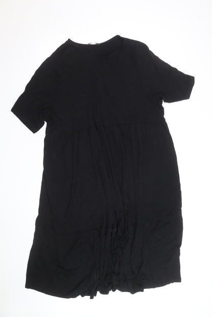Marks and Spencer Women Black Size 14 Short Sleeve Shift Dress