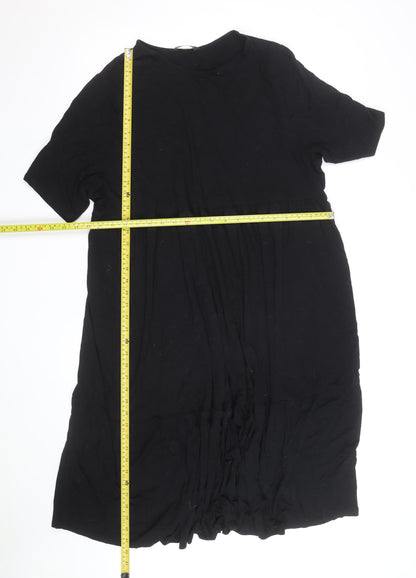 Marks and Spencer Women Black Size 14 Short Sleeve Shift Dress