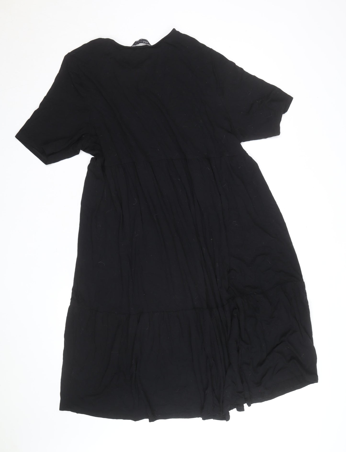 Marks and Spencer Women Black Size 14 Short Sleeve Shift Dress