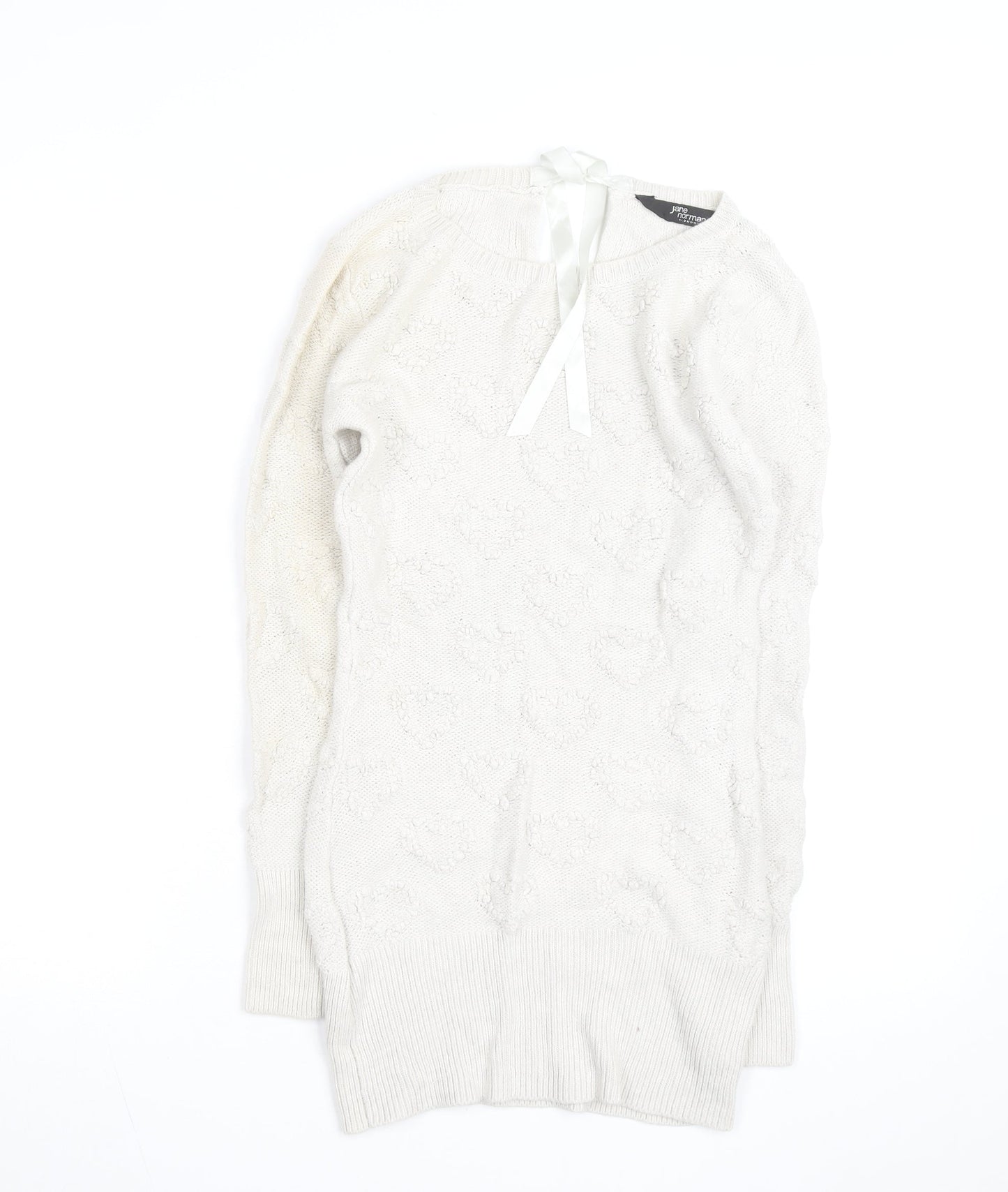 Jane Norman Women’s Ivory Heart Knit Pullover Jumper Size 10