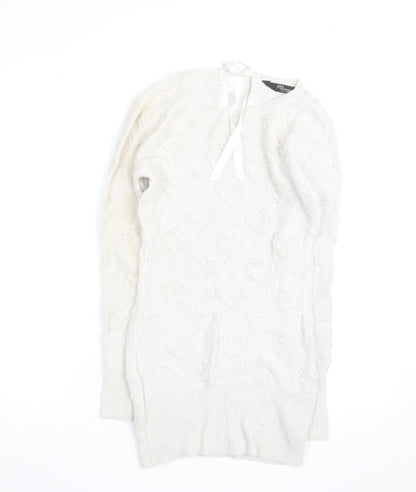 Jane Norman Women’s Ivory Heart Knit Pullover Jumper Size 10