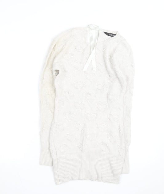 Jane Norman Women’s Ivory Heart Knit Pullover Jumper Size 10