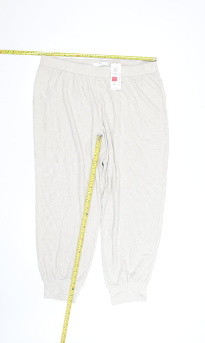 Marks and Spencer Women Beige Large Ribbed Jogger Trousers