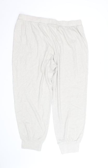 Marks and Spencer Women Beige Large Ribbed Jogger Trousers