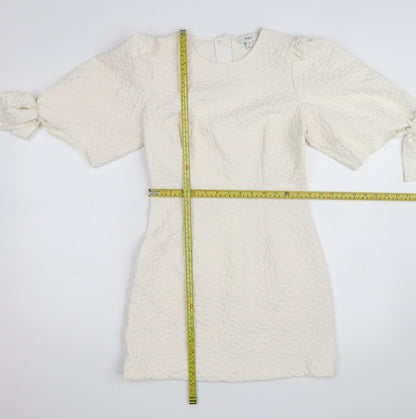 Marks and Spencer Women’s Ivory Petite Shift Dress Size 8 Puff Sleeve