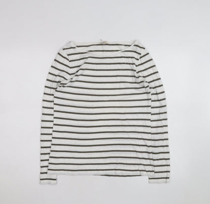 Jigsaw Men's White Striped Long Sleeve Cotton Top Size S