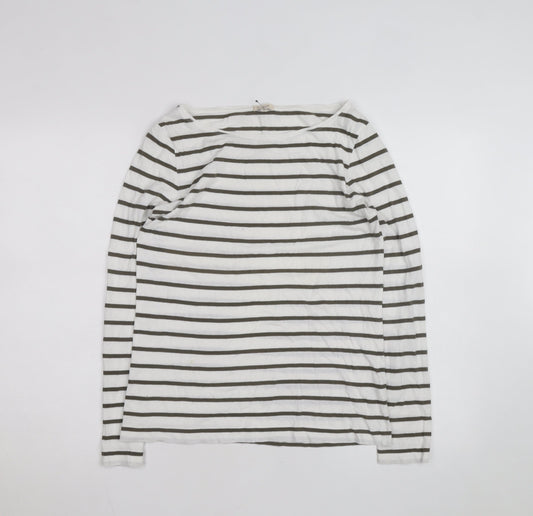 Jigsaw Men's White Striped Long Sleeve Cotton Top Size S
