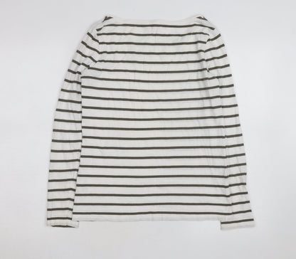 Jigsaw Men's White Striped Long Sleeve Cotton Top Size S