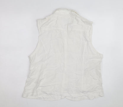TIGI Womens White Linen Blend Sleeveless Blouse Size 18