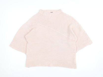 Marks and Spencer Women’s Pink Rib Knit Mock Neck Jumper Size M