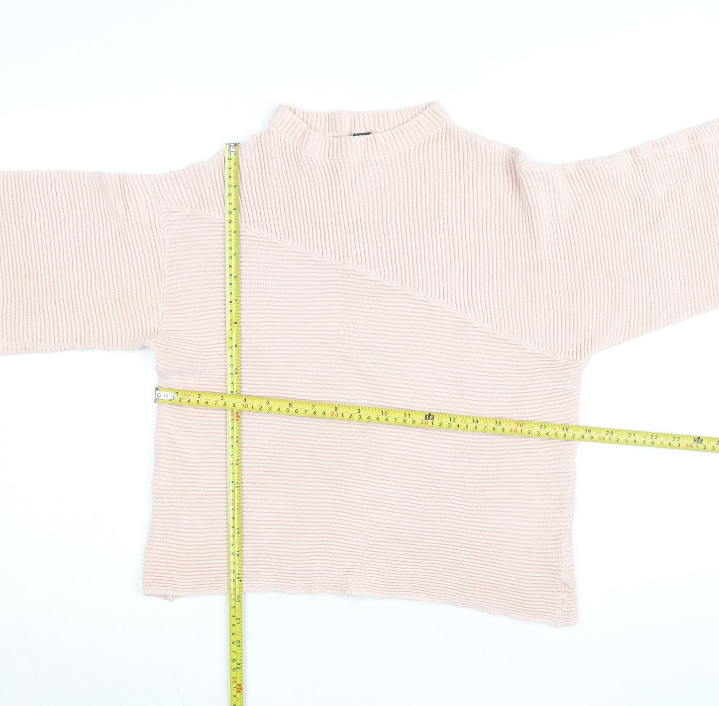 Marks and Spencer Women’s Pink Rib Knit Mock Neck Jumper Size M
