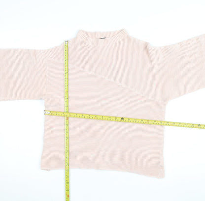 Marks and Spencer Women’s Pink Rib Knit Mock Neck Jumper Size M