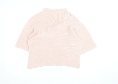 Marks and Spencer Women’s Pink Rib Knit Mock Neck Jumper Size M