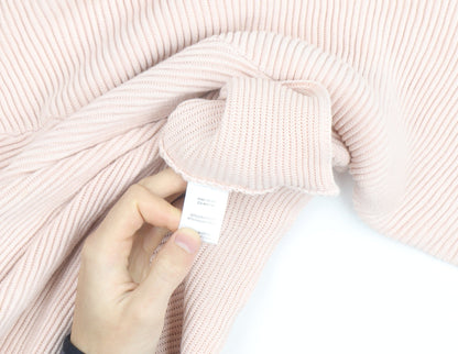 Marks and Spencer Women’s Pink Rib Knit Mock Neck Jumper Size M