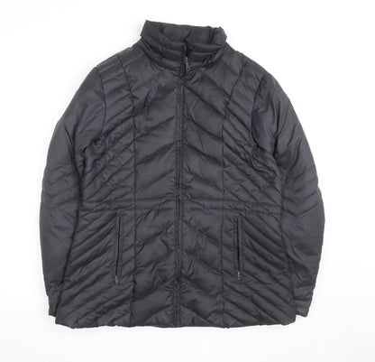 Cleo Women's Black Down Puffer Jacket M Quilted Insulated Mid-Length