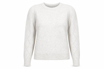 Oliver Bonas Women’s Beige Knit Argyle Puff Sleeve Jumper Size 10