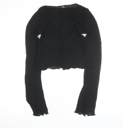 Urban Outfitters Women’s Black Ruffle Knit Slim Pullover Jumper Size S