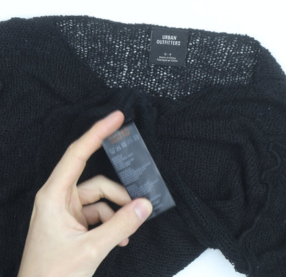 Urban Outfitters Women’s Black Ruffle Knit Slim Pullover Jumper Size S