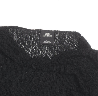 Urban Outfitters Women’s Black Ruffle Knit Slim Pullover Jumper Size S