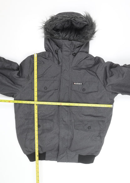 Ecko Unltd Men Grey Puffer Jacket M Hooded Down Winter Coat