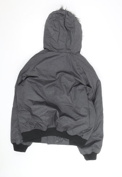 Ecko Unltd Men Grey Puffer Jacket M Hooded Down Winter Coat