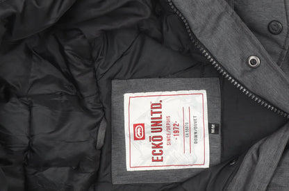 Ecko Unltd Men Grey Puffer Jacket M Hooded Down Winter Coat