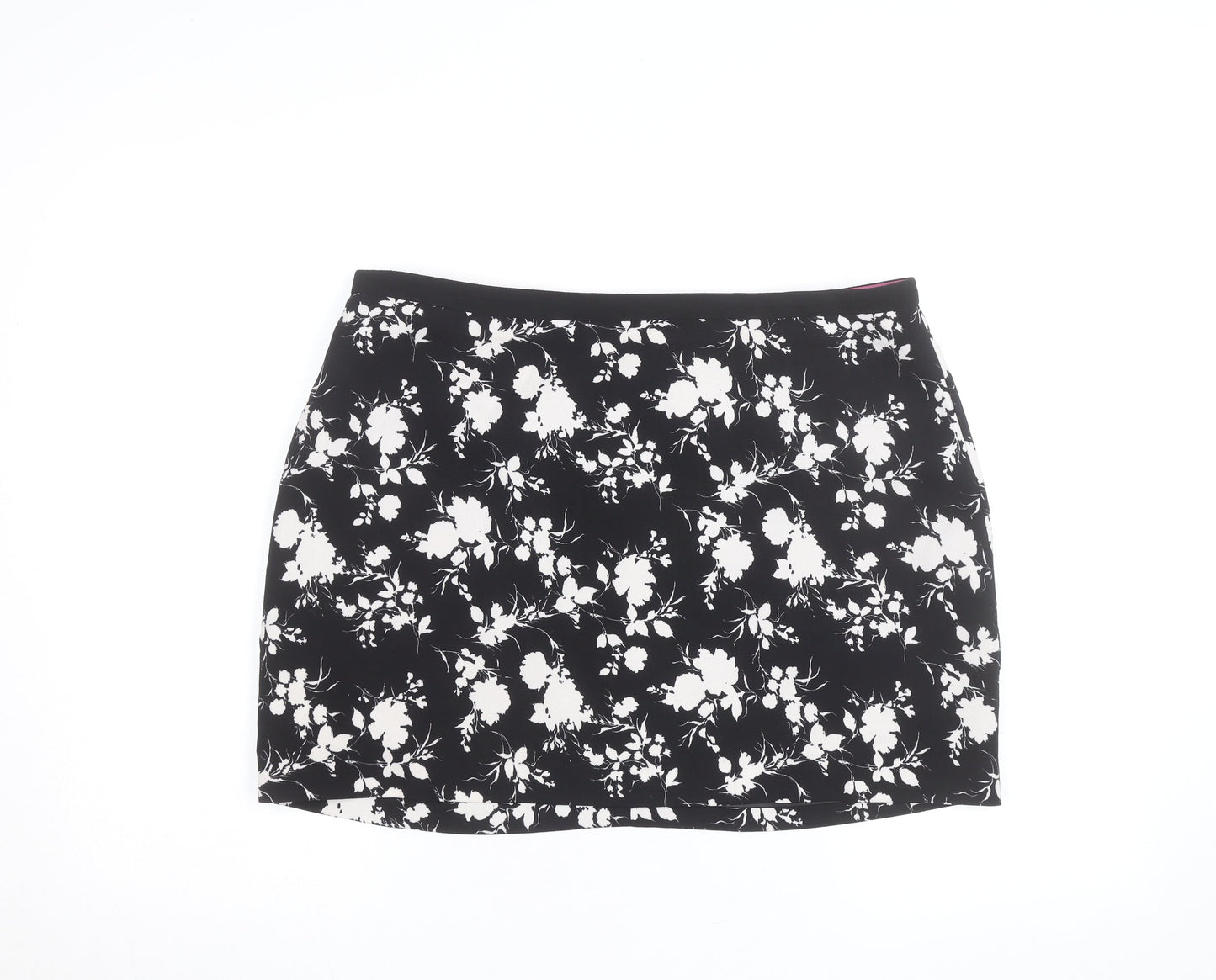 Oasis Womens Black Floral Short Pencil Skirt Size 16