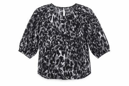 Next Women’s Black Animal Print Chiffon Tunic Blouse UK 10