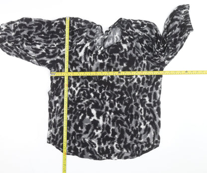 Next Women’s Black Animal Print Chiffon Tunic Blouse UK 10