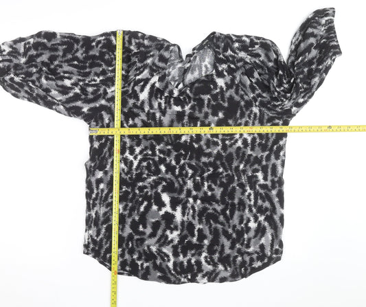 Next Women’s Black Animal Print Chiffon Tunic Blouse UK 10