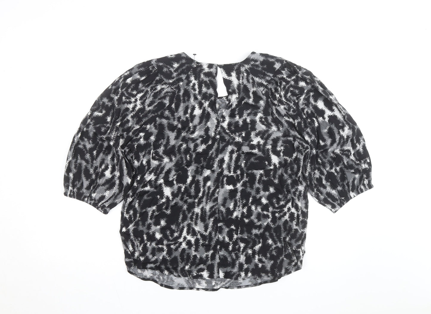 Next Women’s Black Animal Print Chiffon Tunic Blouse UK 10