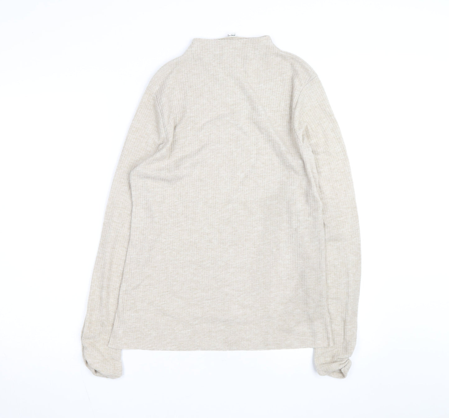 River Island Women Beige Mock Neck Long Sleeve Pullover Jumper Size 16