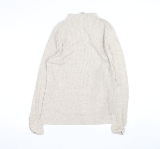 River Island Women Beige Mock Neck Long Sleeve Pullover Jumper Size 16