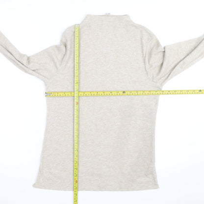 River Island Women Beige Mock Neck Long Sleeve Pullover Jumper Size 16