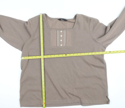 BM Collection Womens Beige Henley Jumper L Long Sleeve Cotton Blend