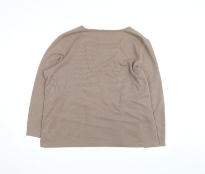 BM Collection Womens Beige Henley Jumper L Long Sleeve Cotton Blend