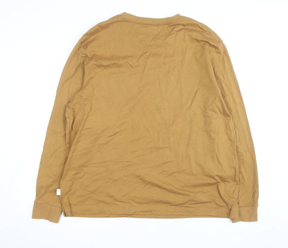 Marks and Spencer Men's Brown 2XL Long Sleeve Cotton Top