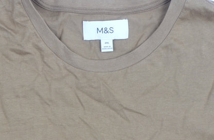 Marks and Spencer Men's Brown 2XL Long Sleeve Cotton Top