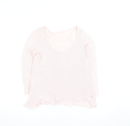 White Stuff Women's Pink Lightweight Scoop Neck Knit Jumper M