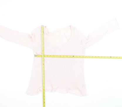 White Stuff Women's Pink Lightweight Scoop Neck Knit Jumper M